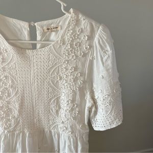 🤍TEA N ROSE WHITE FLORAL EYELET MIDI DRESS🤍